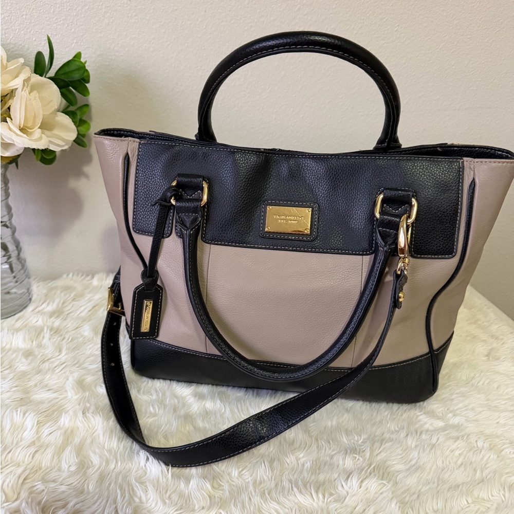 Tignanello Black and Tan Tote Bag